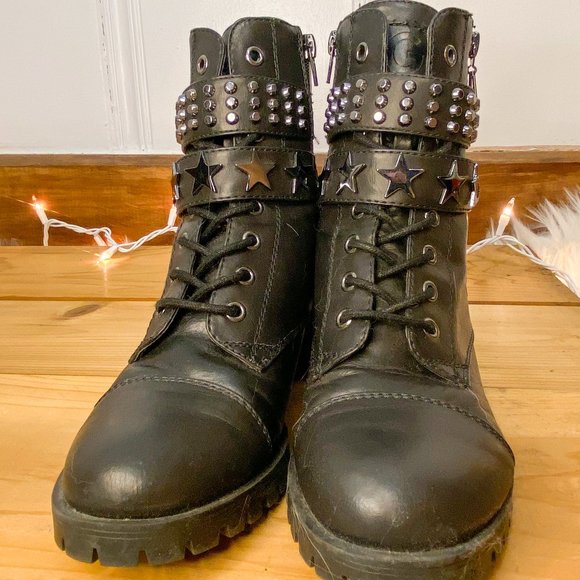 ❌SOLD❌G by Guess Andray Star Studded Combat Boots - Picture 1 of 8